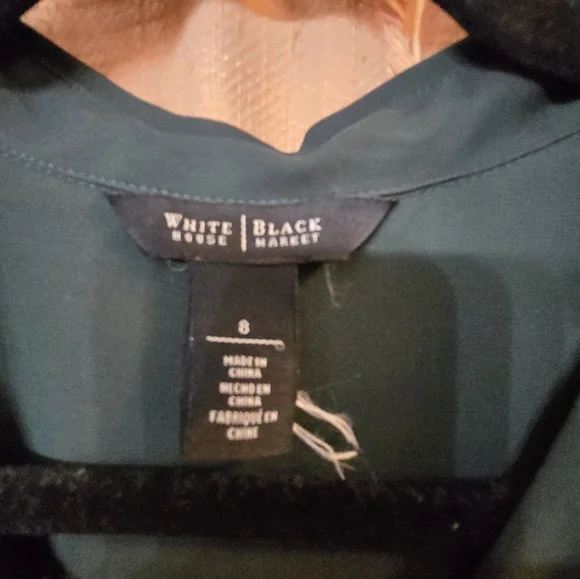 White House Black Market Dark Green Button-Up Shirt Dress - Picture 5 of 5